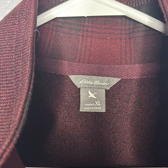 Eddie Bauer Full Zip Maroon Quilted Stitching Detail Jacket Size XL - Picture 3 of 10